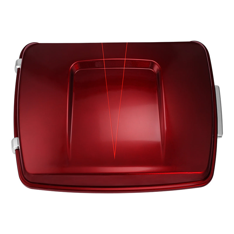 HR3 Velocity Red Sunglo Solid Color 10.7" Chopped Style Touring Trunk Luggage For 14-24 Harley Touring