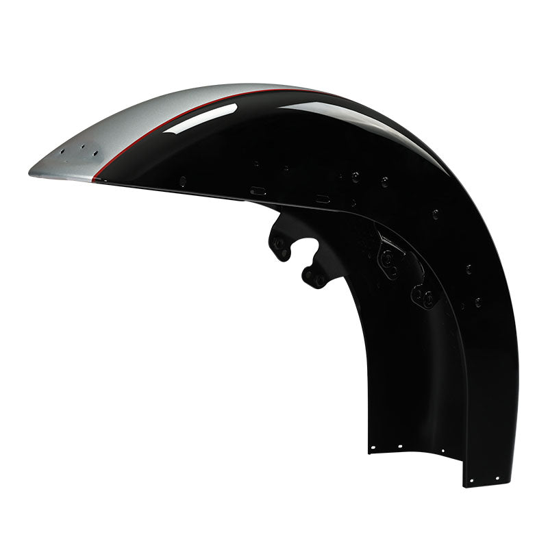 HR3 Brilliant Silver Pearl /Vivid Black Motorcycle 18" Front Mudguard Fender(can be installed with lighting) Fits for Harley touring FL models 2014-2023