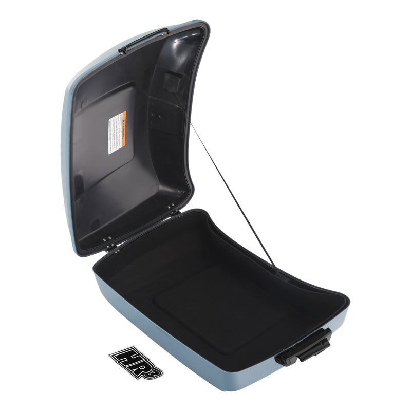 HR3 Sharkskin Blue Firestorm 10.7" Chopped Style Touring Trunk Luggage For 14-24 Harley Touring