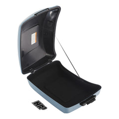 HR3 Sharkskin Blue Firestorm 10.7" Chopped Style Touring Trunk Luggage For 14-24 Harley Touring