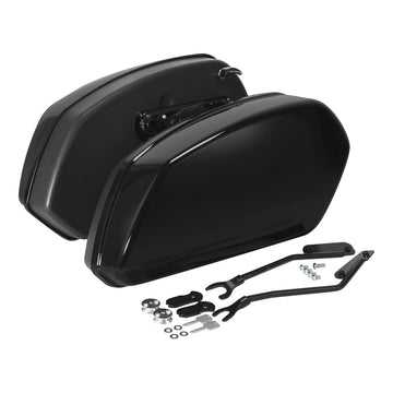 CUSTOM CHROME Vivid Black Hard Saddlebags for Harley Fat Boy Breakout '18-'25