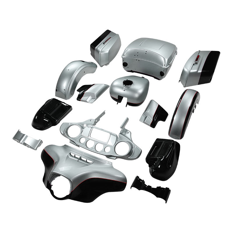 HR3 Brilliant Silver Pearl / Vivid Black Complete Body Fairing Kit For Harley Ultra Limited FLHTK 14-23