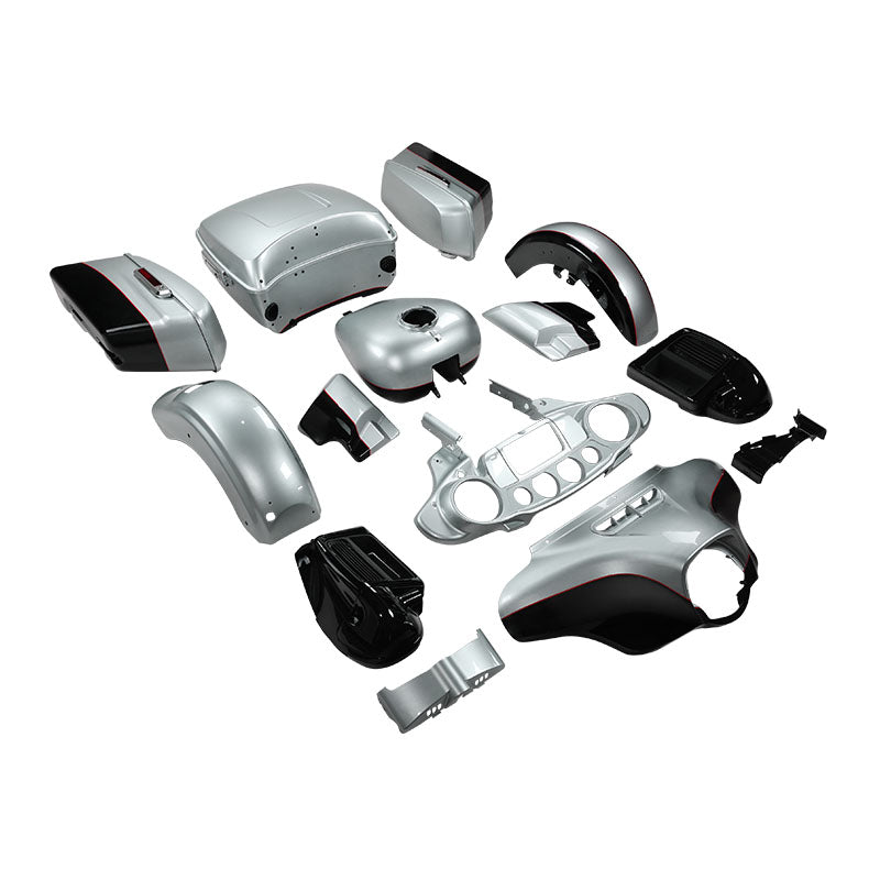 HR3 Brilliant Silver Pearl / Vivid Black Complete Body Fairing Kit For Harley Ultra Limited FLHTK 14-23