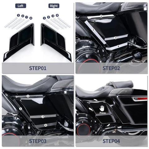 HR3 Dark Alloy / Black Denim CVO Stretched Side Covers For CVO STREET GLIDE 2018 (FLHXSE)