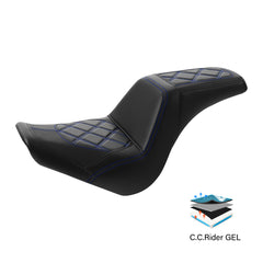 C.C. RIDER Softail Step Up Seat 2 Up Seat Diamond Stitching For Softail Street Bob FXBB Standard FXST Models 2018-2025