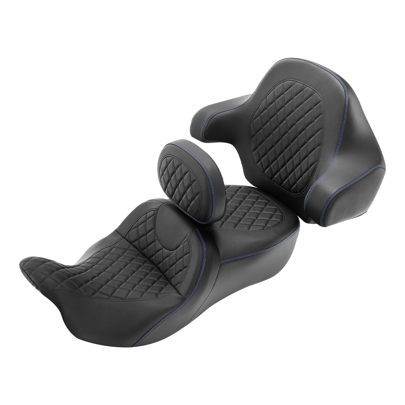 C.C. RIDER Rider Backrest 2 Up Seat Driver Backrest Pad For Harley Touring CVO Street Glide Road Glide Electra Glide Road King, 1988-2025