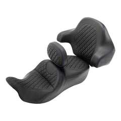 C.C. RIDER Rider Backrest 2 Up Seat Driver Backrest Pad For Harley Touring CVO Street Glide Road Glide Electra Glide Road King, 1988-2025