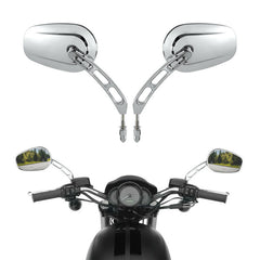 Custom Chrome 8mm Rearview Side Tapered Mirrors Slotted Stem Chrome Fit For Harley, 1982-2024