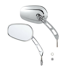 Custom Chrome 8mm Rearview Side Tapered Mirrors Slotted Stem Chrome Fit For Harley, 1982-2024