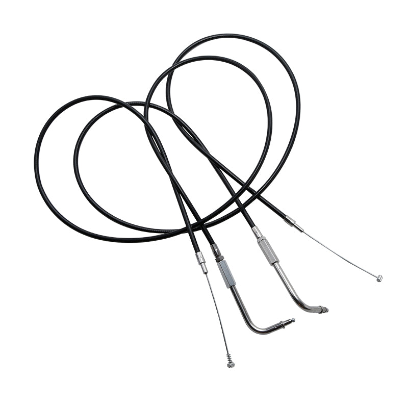 Custom Chrome 130cm Black Vinyl Throttle & Idle Cable Fit For Harley Sportster XL883/200 02-14