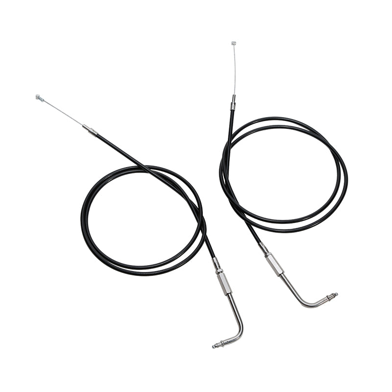 Custom Chrome 140cm Black Vinyl Throttle+Idle Cables Fit For Harley Sportster XL883 1200 02-14