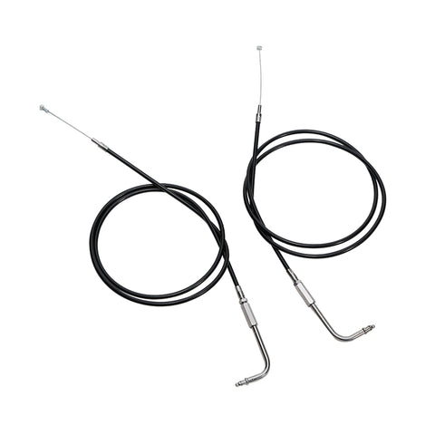 Custom Chrome 140cm Black Vinyl Throttle+Idle Cables Fit For Harley Sportster XL883 1200 02-14