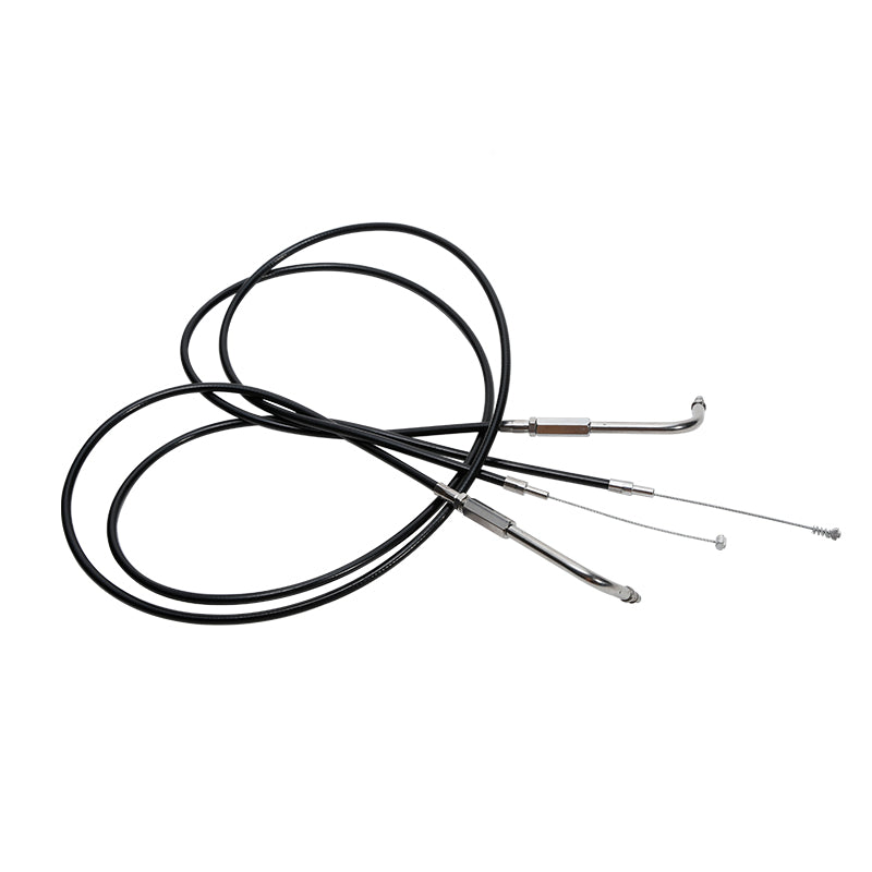 Custom Chrome 140cm Black Vinyl Throttle+Idle Cables Fit For Harley Sportster XL883 1200 02-14