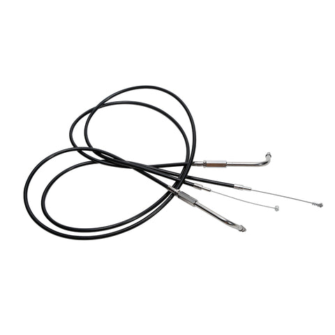 Custom Chrome 140cm Black Vinyl Throttle+Idle Cables Fit For Harley Sportster XL883 1200 02-14