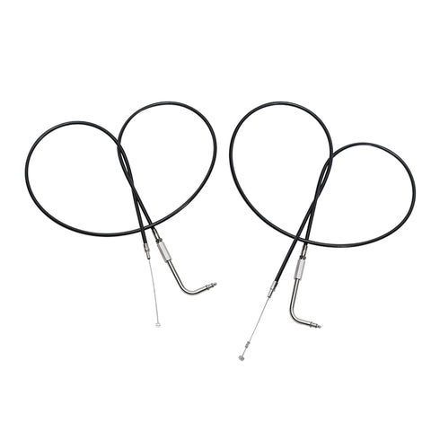 Custom Chrome 140cm Black Vinyl Throttle+Idle Cables Fit For Harley Sportster XL883 1200 02-14