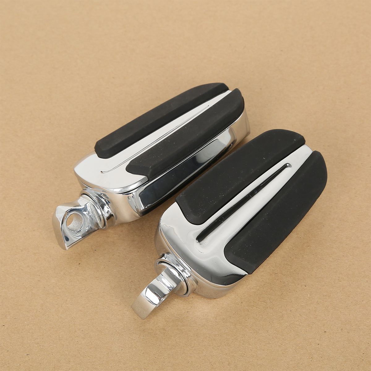 Santee Highway Male Mount T Series Rubber Footpegs Footrest Gloss Black Chrome for Harley All Models