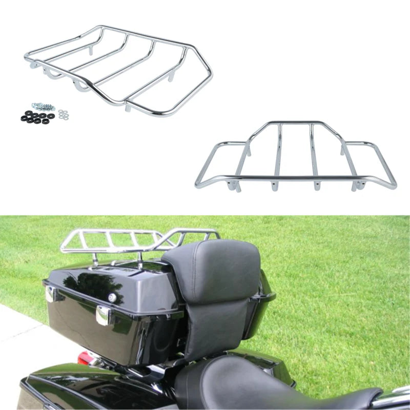 HR3 Chrome Luggage Rack Trunk Rail Top Fit For Harley King/Chopped/Razor Tour Pak Touring