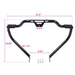 Custom Chrome Engine Guard W/Footrests Highway Bar Chrome, Matte BlackFit For Harley Softail 18-UP