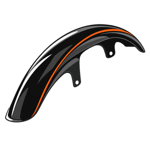 Motorcycle fender icon in black with orange accent on transparent background