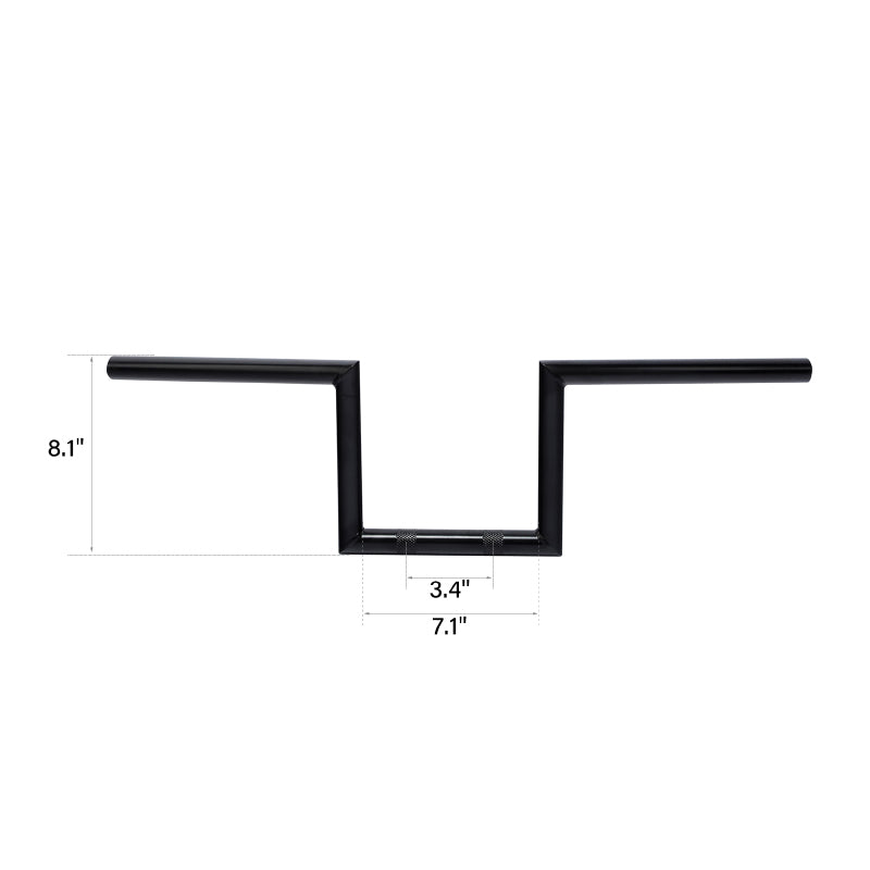 Jmamer 1" Fat Handlebar 8" Rise 60's Non-dimpled Z-Bar Gloss Black Fits For Harley 1" Clamp