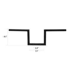 Jmamer 1" Fat Handlebar 8" Rise 60's Non-dimpled Z-Bar Gloss Black Fits For Harley 1" Clamp