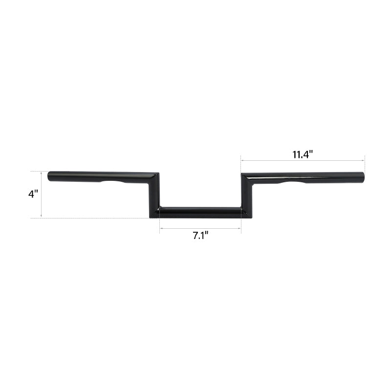 Jammer 1"Wide Style Z-Bar 4"Rise 60's Handlebar W/ Indent Gloss Black Fits For Harley 1"Clamp