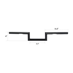 Jammer 1"Wide Style Z-Bar 4"Rise 60's Handlebar W/ Indent Gloss Black Fits For Harley 1"Clamp