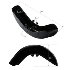Custom Chrome Gloss Black Front Fender Fit For Harley Street Glide Road Glide '14-'24