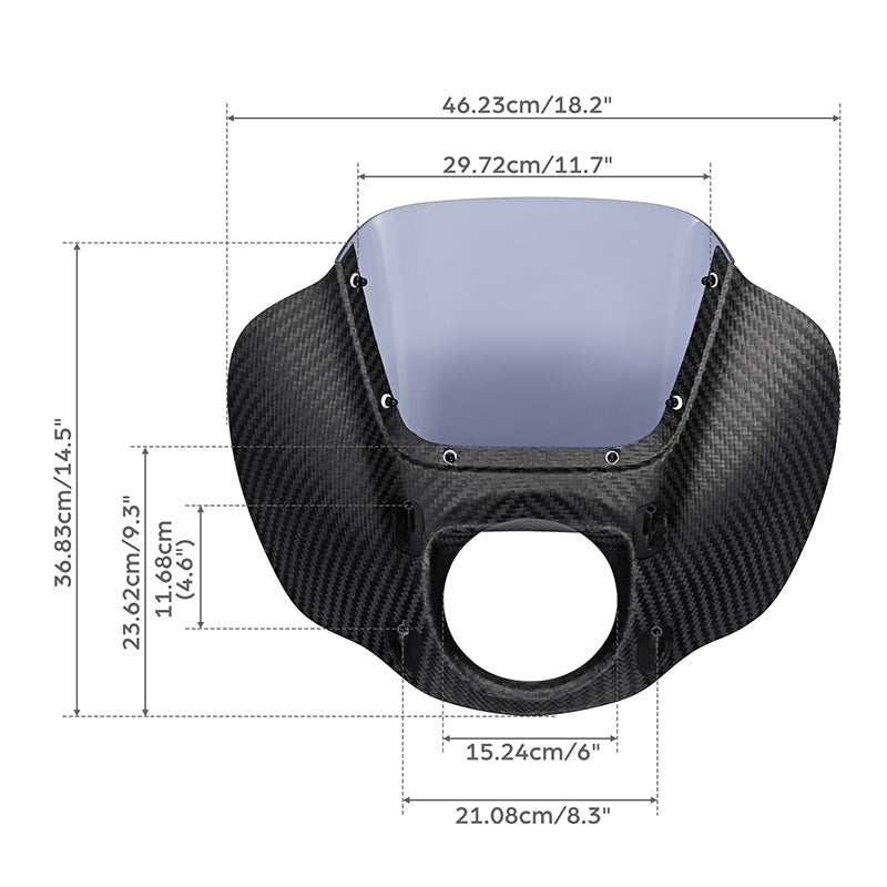 HR3 Carbon Fiber Black Denim Headlight Fairing & Windshield Fit For Harley Softail FXBB FXLR 2018-later