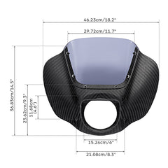 HR3 Carbon Fiber Black Denim Headlight Fairing & Windshield Fit For Harley Softail FXBB FXLR 2018-later