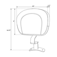 C.C. RIDER Rider Backrest Driver Backrest Pad For Harley Touring CVO Street Glide Road Glide Electra Glide Road King, 2009-2023
