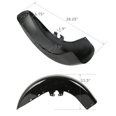 Custom Chrome Gloss Black Front Fender Fit For Harley Electra Tri Glide Ultra Limited Road King '14-'23