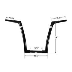 Santee 14" Rise Adjustable Ape Handlebar Matte Black Chrome Fit For Harley Softail Sportster
