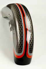 HR3 Black Honeycomb Fade Motorcycle 18" Wide Tire Front Mudguard Fender For Harley Touring Models 2014-2023